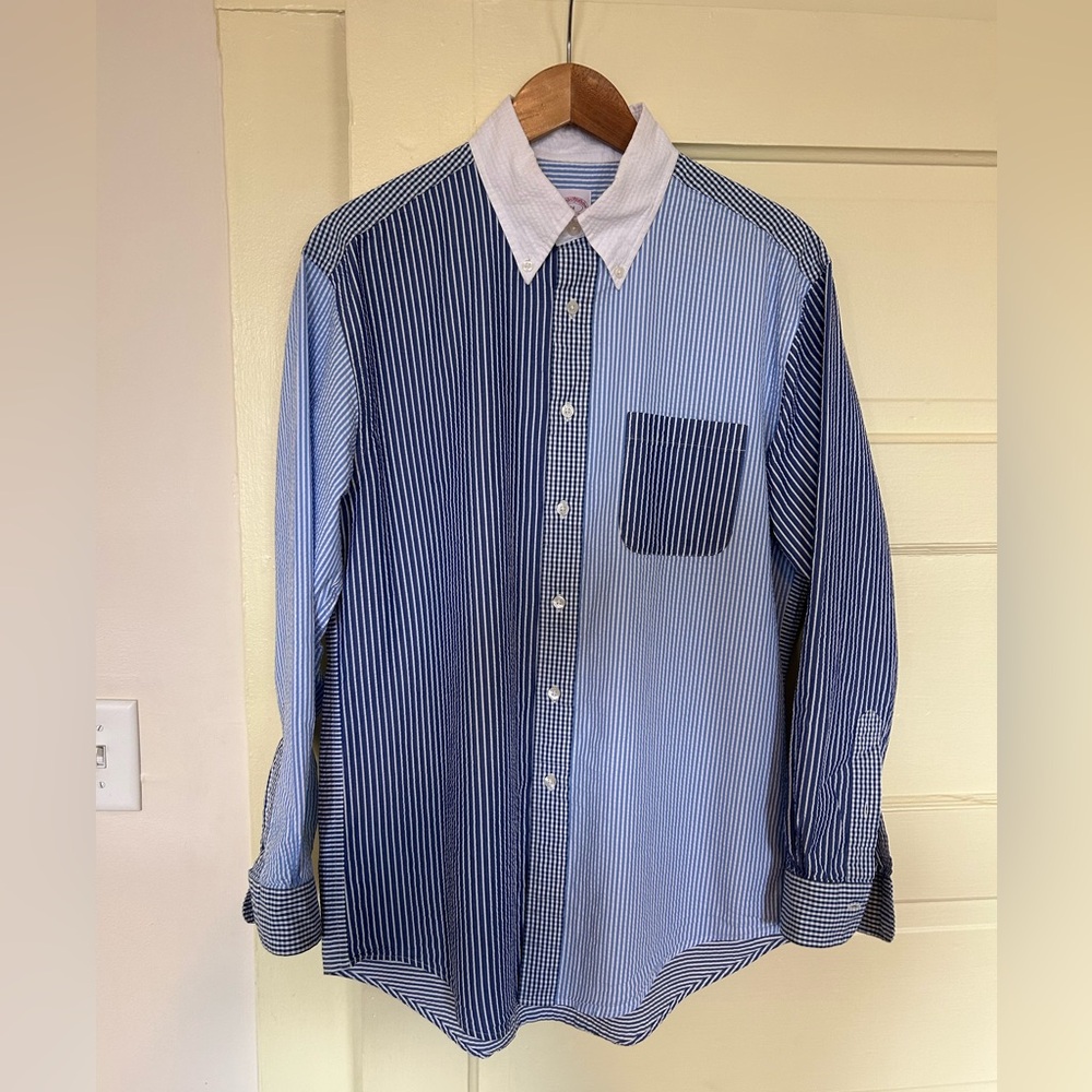 Brooks Brothers Searsucker color block button down Madison fit men’s medium